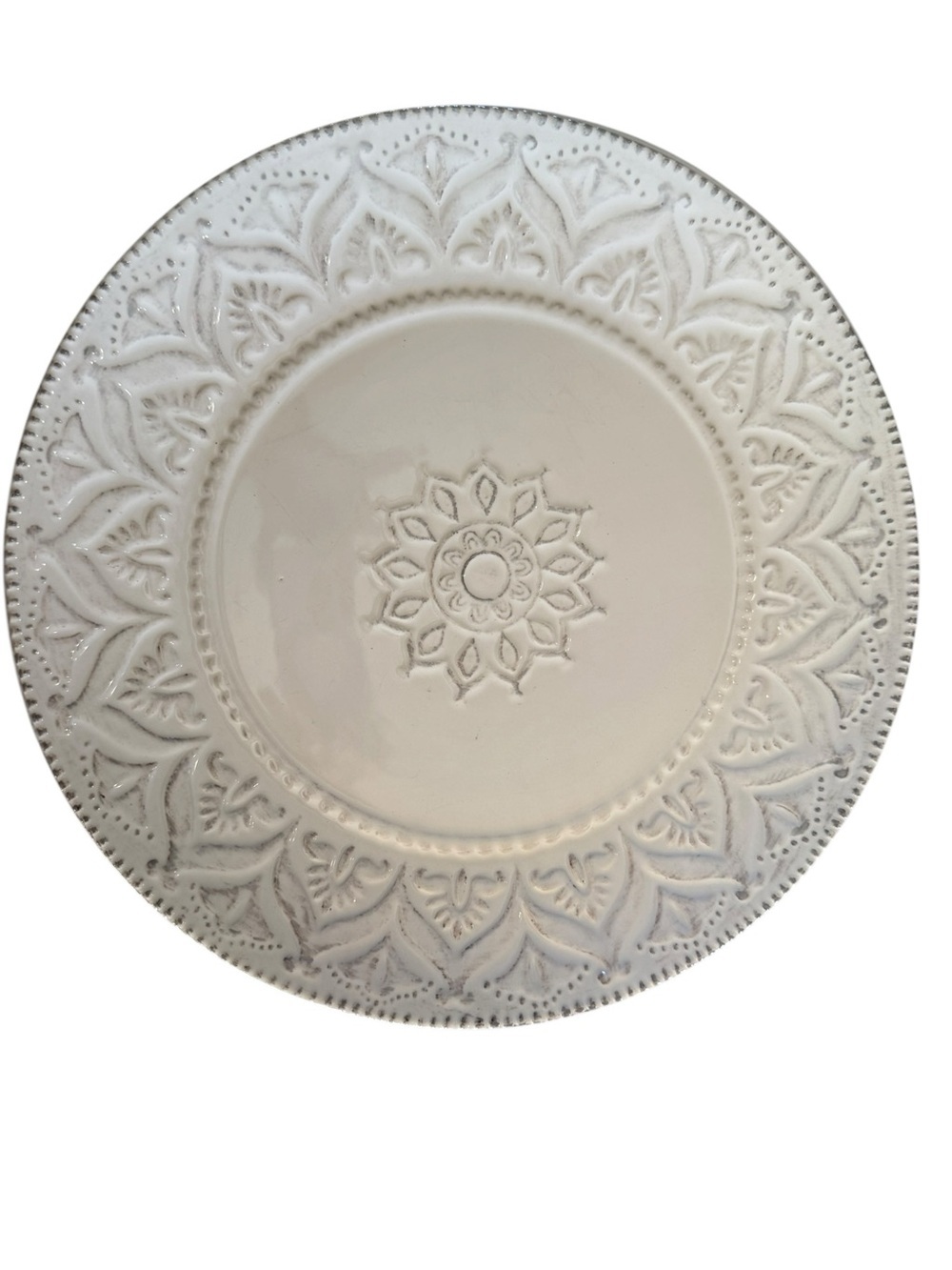 Pier 1 Chateau Clair White Embossed Stoneware Bowls Set of 2